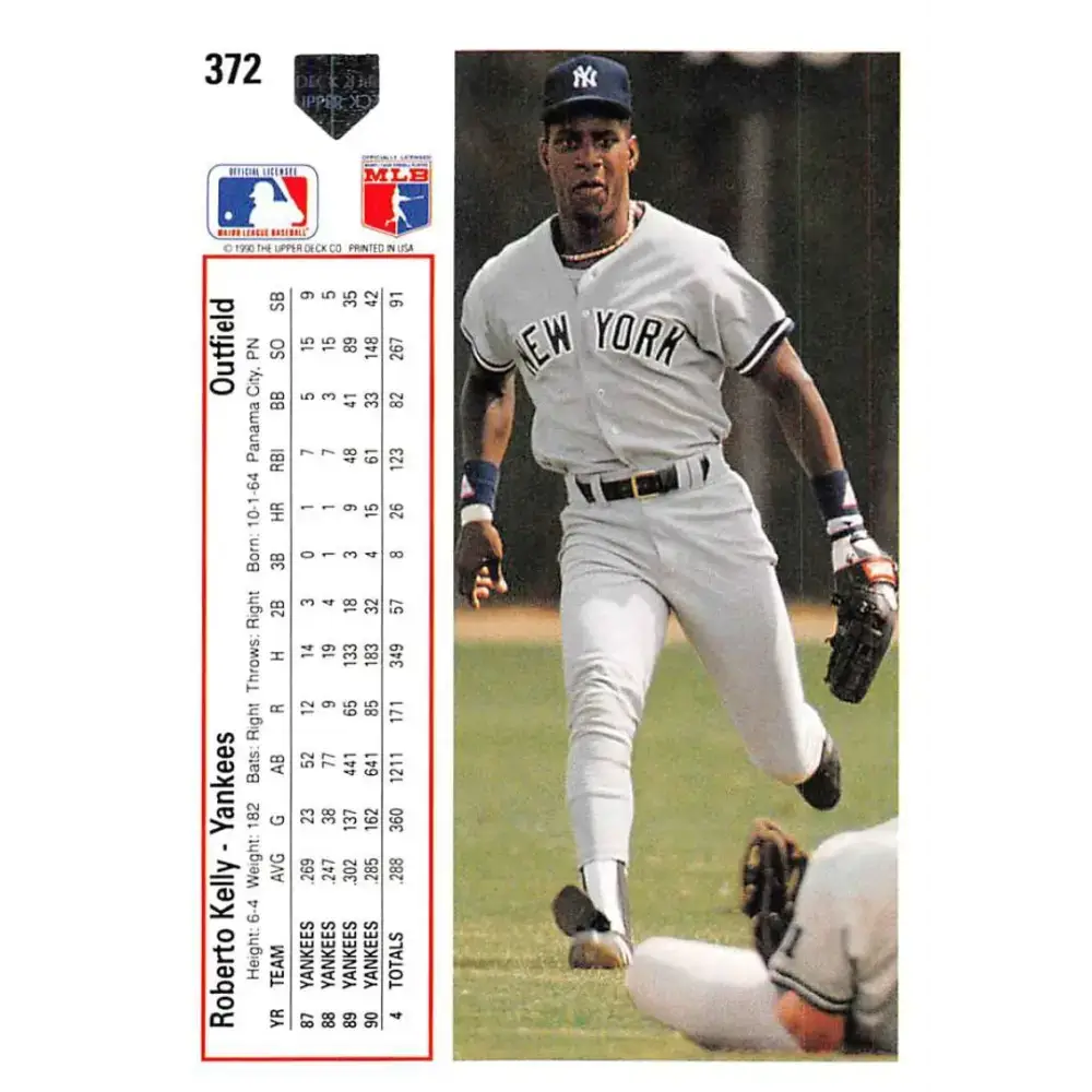 1991 Upper Deck #372 Roberto Kelly EX Excellent New York Yankees Baseball Card - Baseball Card Single
