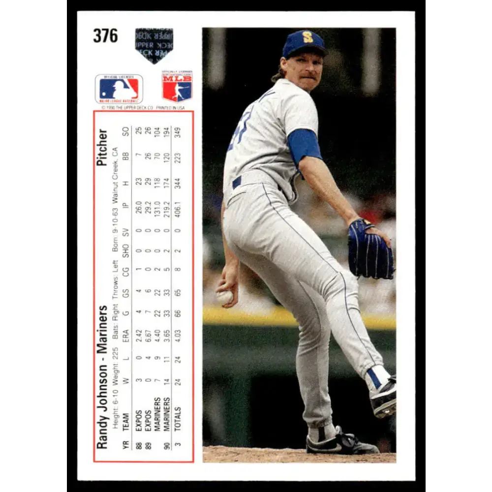 1991 Upper Deck #376 Randy Johnson NM-MT Seattle Mariners Baseball Card - Baseball Card Single