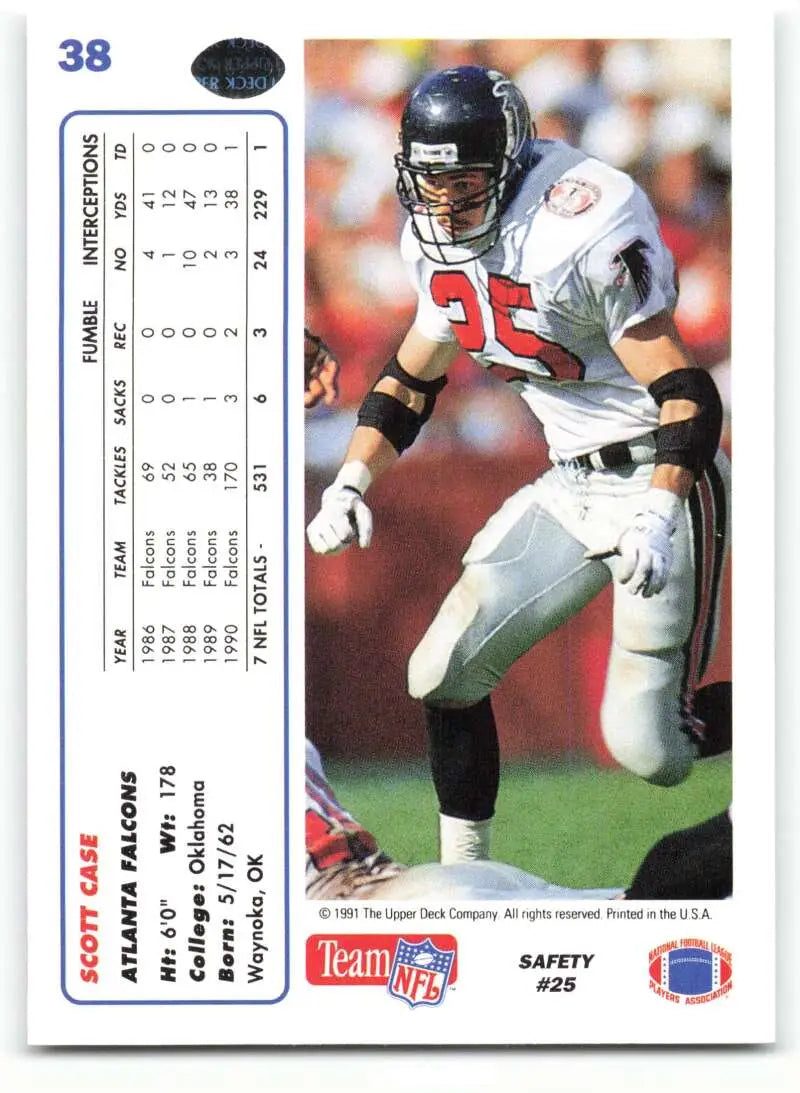 1991 Upper Deck #38 Scott Case NM-MT Atlanta Falcons Football Card - Football Card Single