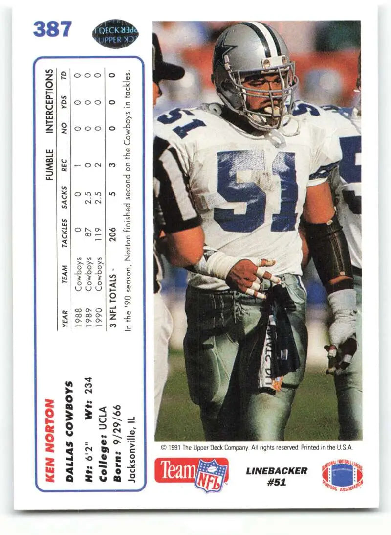 1991 Upper Deck #387 Ken Norton Jr. NM-MT Dallas Cowboys Football Card - Football Card Single
