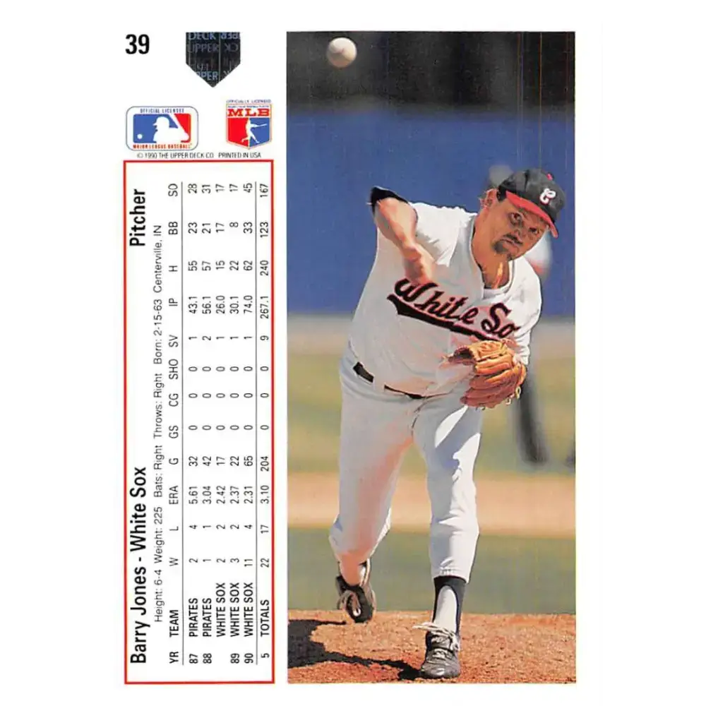 1991 Upper Deck #39 Barry Jones EX Excellent Chicago White Sox Baseball Card - Baseball Card Single