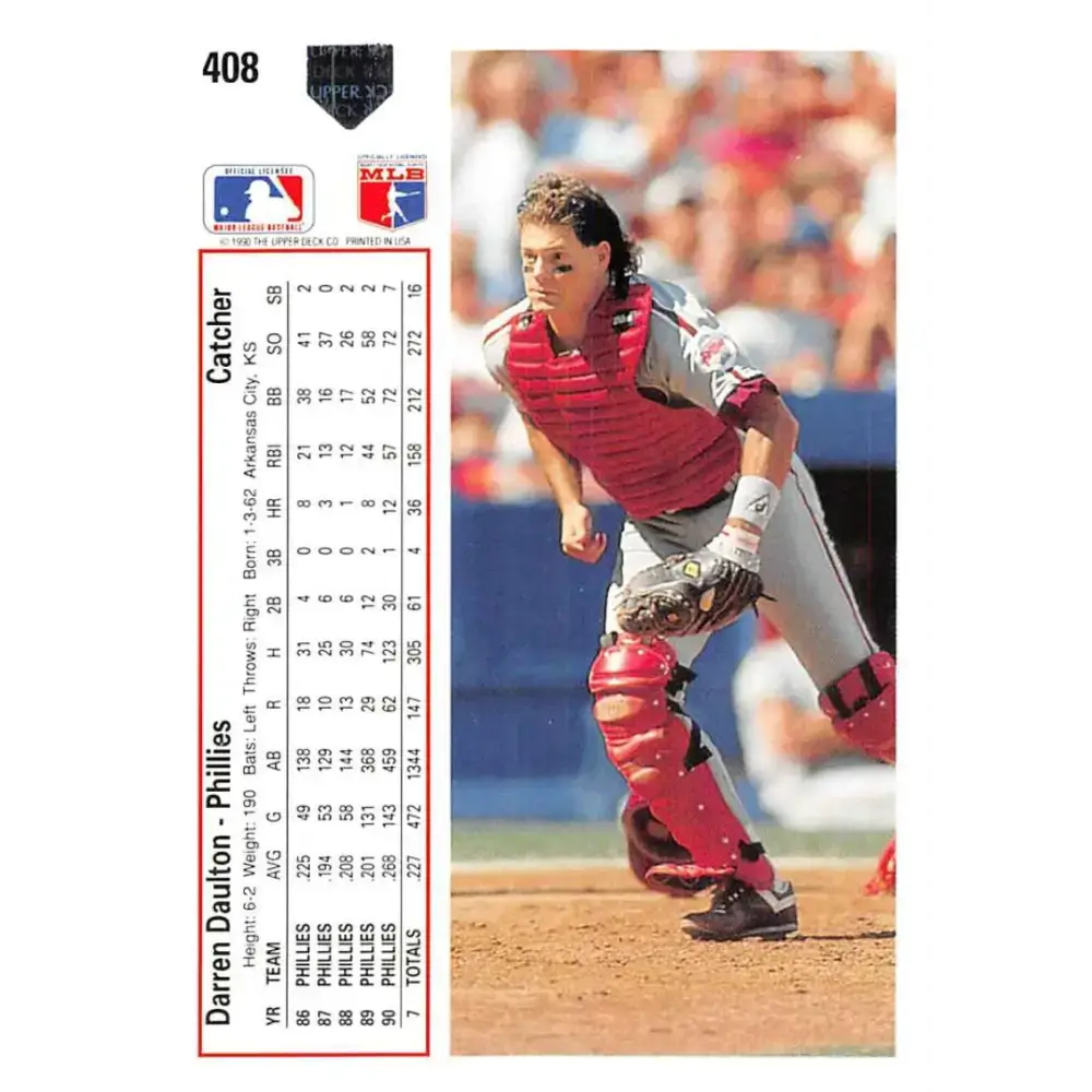 1991 Upper Deck #408 Darren Daulton NM-MT Philadelphia Phillies Baseball Card - Baseball Card Single