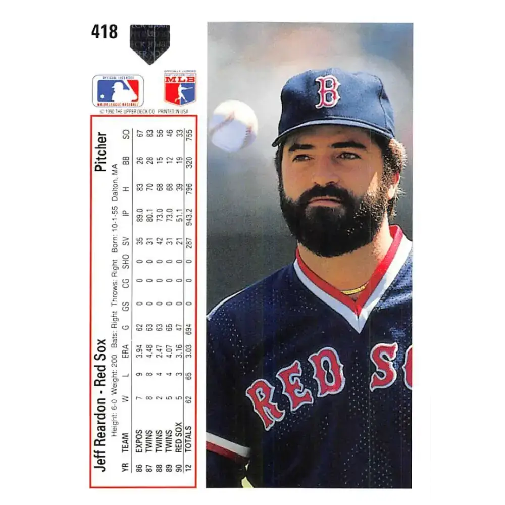 1991 Upper Deck #418 Jeff Reardon EX Excellent Boston Red Sox Baseball Card - Baseball Card Single