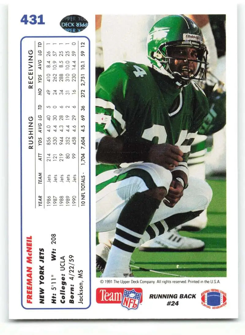 1991 Upper Deck #431 Freeman McNeil NM-MT New York Jets Football Card - Football Card Single