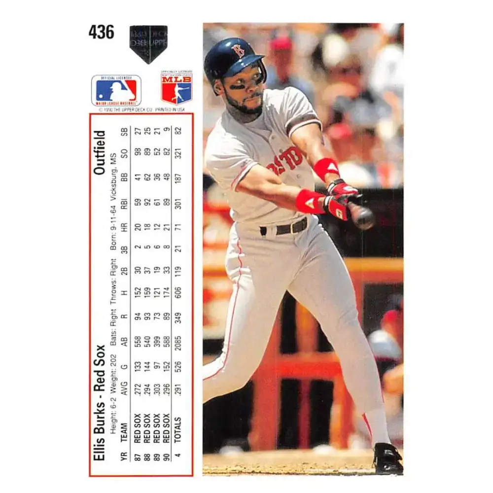 1991 Upper Deck #436 Ellis Burks EX Excellent Boston Red Sox Baseball Card - Baseball Card Single