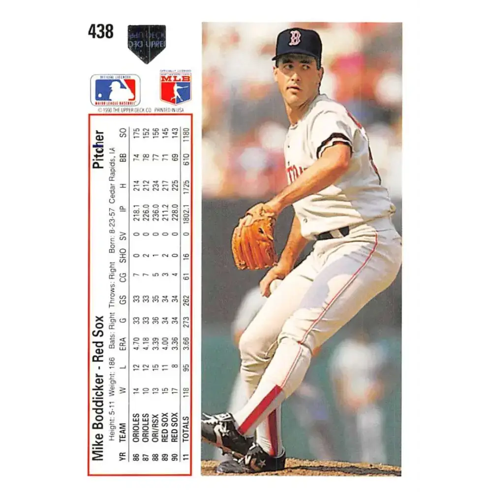 1991 Upper Deck #438 Mike Boddicker EX Excellent Boston Red Sox Baseball Card - Baseball Card Single