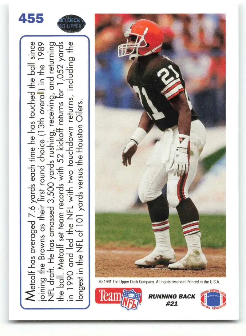 1991 Upper Deck #455 Eric Metcalf NM-MT Cleveland Browns Football Card - Football Card Single