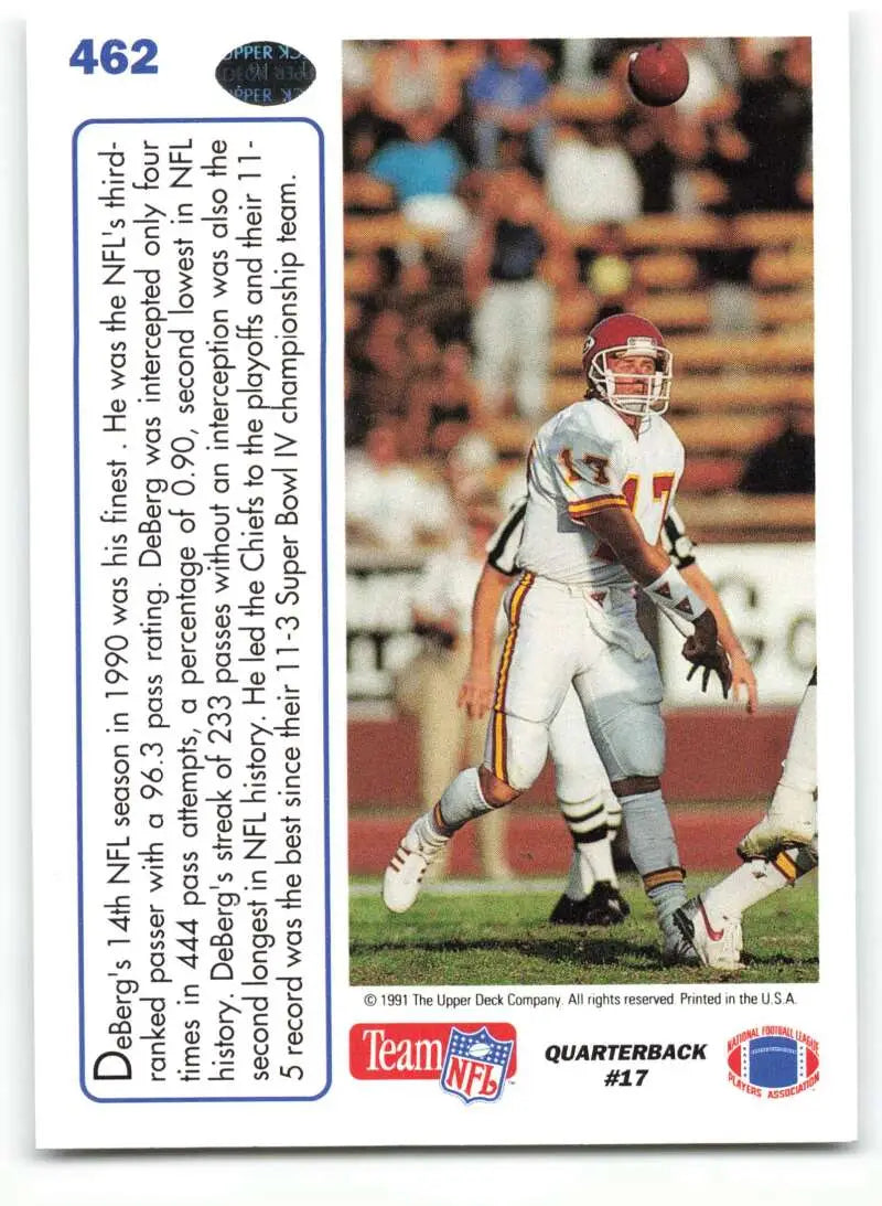 1991 Upper Deck #462 Steve DeBerg NM-MT Kansas City Chiefs Football Card - Football Card Single