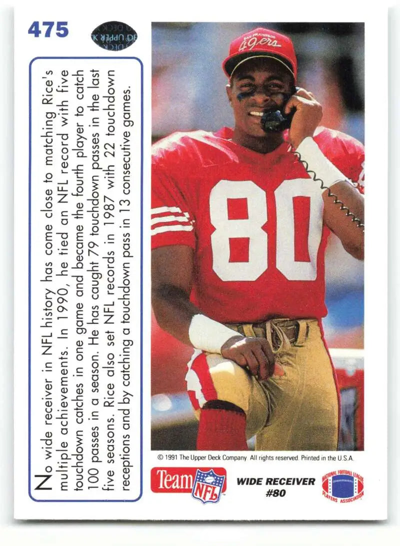 1991 Upper Deck #475 Jerry Rice NM-MT San Francisco 49ers Football Card - Football Card Single