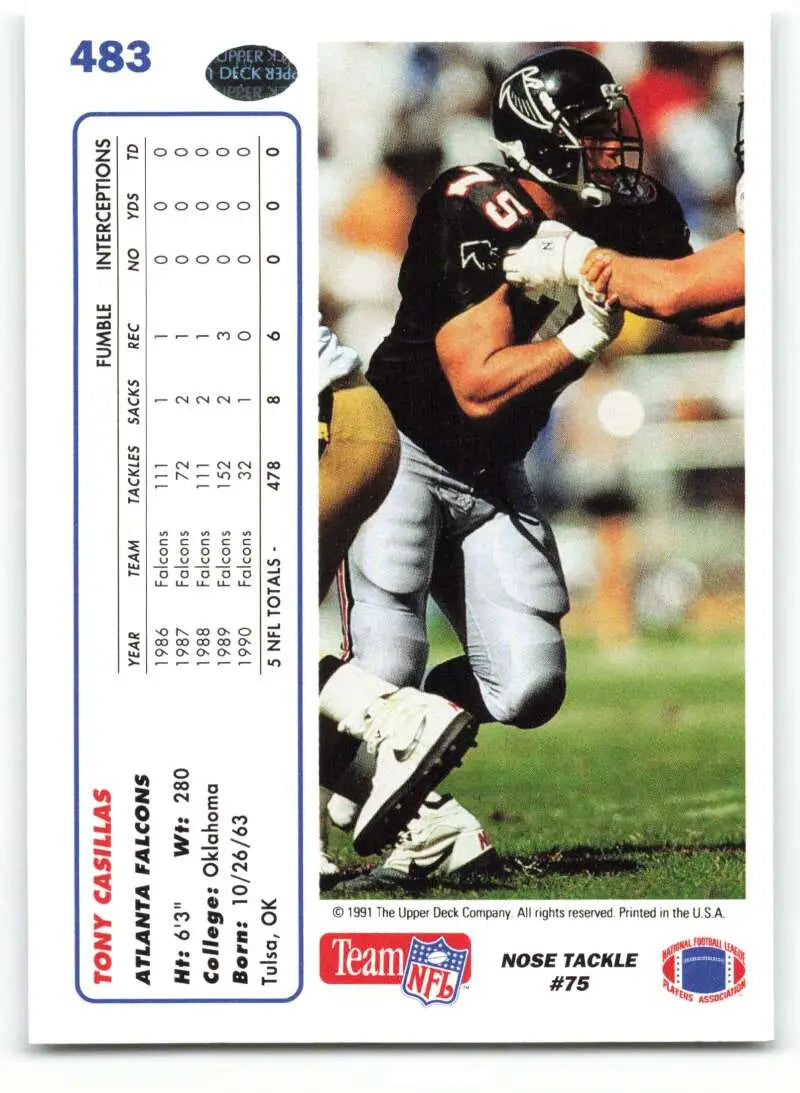 1991 Upper Deck #483 Tony Casillas NM-MT Atlanta Falcons Football Card - Football Card Single