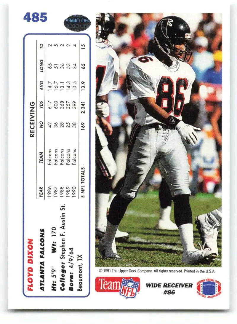 1991 Upper Deck #485 Floyd Dixon NM-MT Atlanta Falcons Football Card - Football Card Single