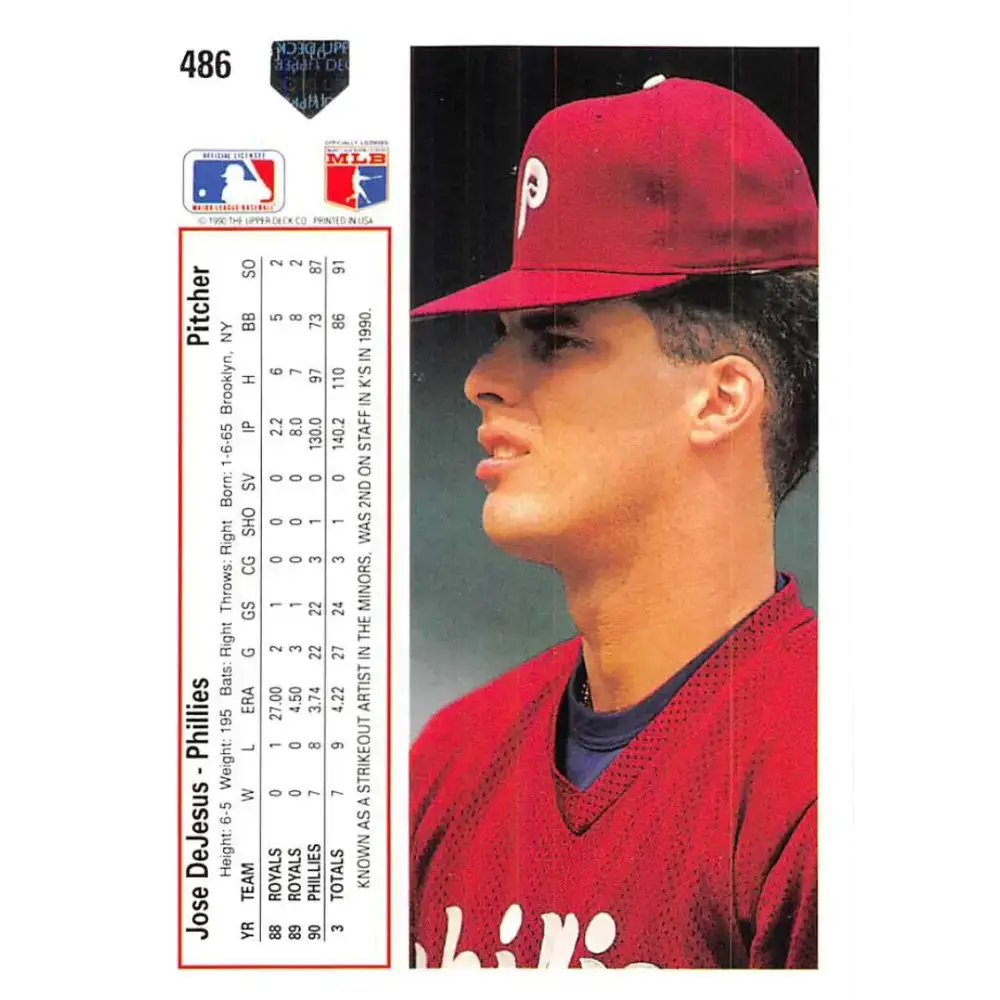 1991 Upper Deck #486 Jose DeJesus NM-MT Philadelphia Phillies Baseball Card - Baseball Card Single