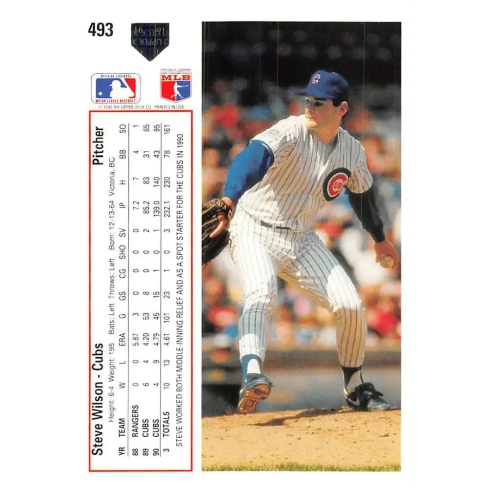 1991 Upper Deck #493 Steve Wilson EX Excellent Chicago Cubs Baseball Card - Baseball Card Single