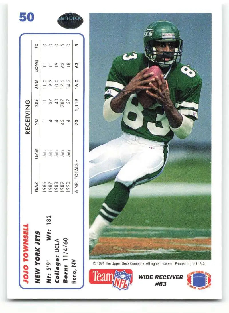 1991 Upper Deck #50 Jo Jo Townsell NM-MT New York Jets Football Card - Football Card Single