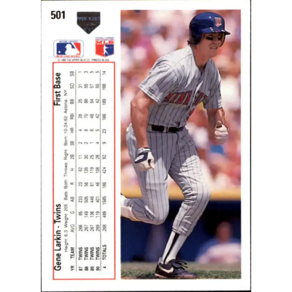 1991 Upper Deck #501 Gene Larkin EX Excellent Minnesota Twins Baseball Card - Baseball Card Single