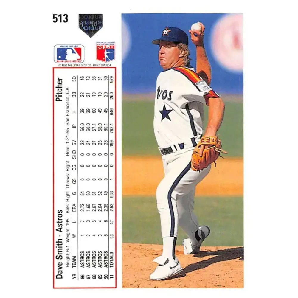 1991 Upper Deck #513 Dave Smith EX Excellent Houston Astros Baseball Card - Baseball Card Single