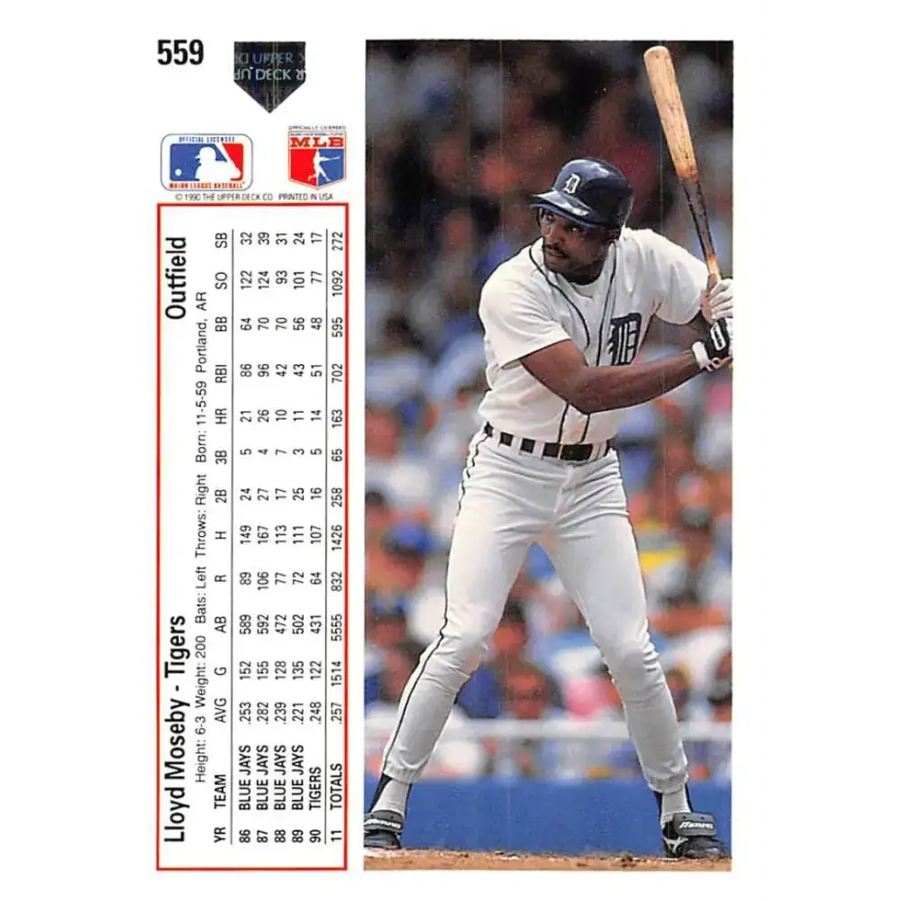 1991 Upper Deck #559 Lloyd Moseby EX Excellent Detroit Tigers Baseball Card - Baseball Card Single