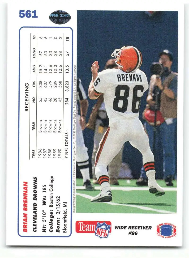 1991 Upper Deck #561 Brian Brennan NM-MT Cleveland Browns Football Card - Football Card Single