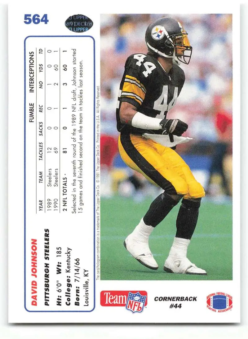 1991 Upper Deck #564 D.J. Johnson NM-MT Pittsburgh Steelers Football Card - Football Card Single