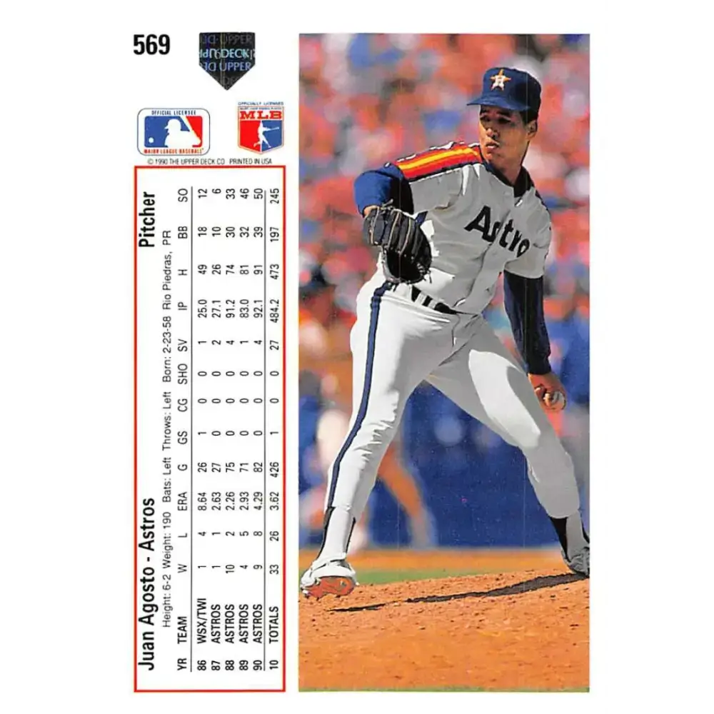 1991 Upper Deck #569 Juan Agosto EX Excellent Houston Astros Baseball Card - Baseball Card Single