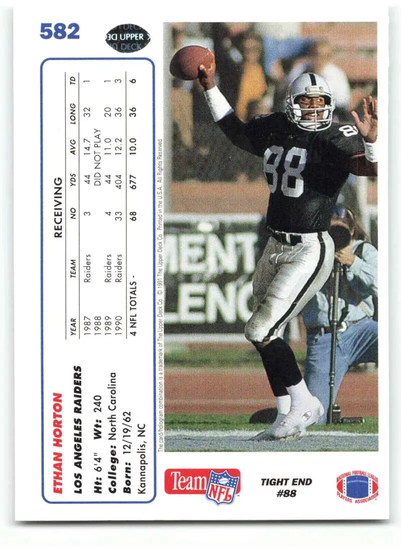 1991 Upper Deck #582 Ethan Horton NM-MT Los Angeles Raiders Football Card - Football Card Single