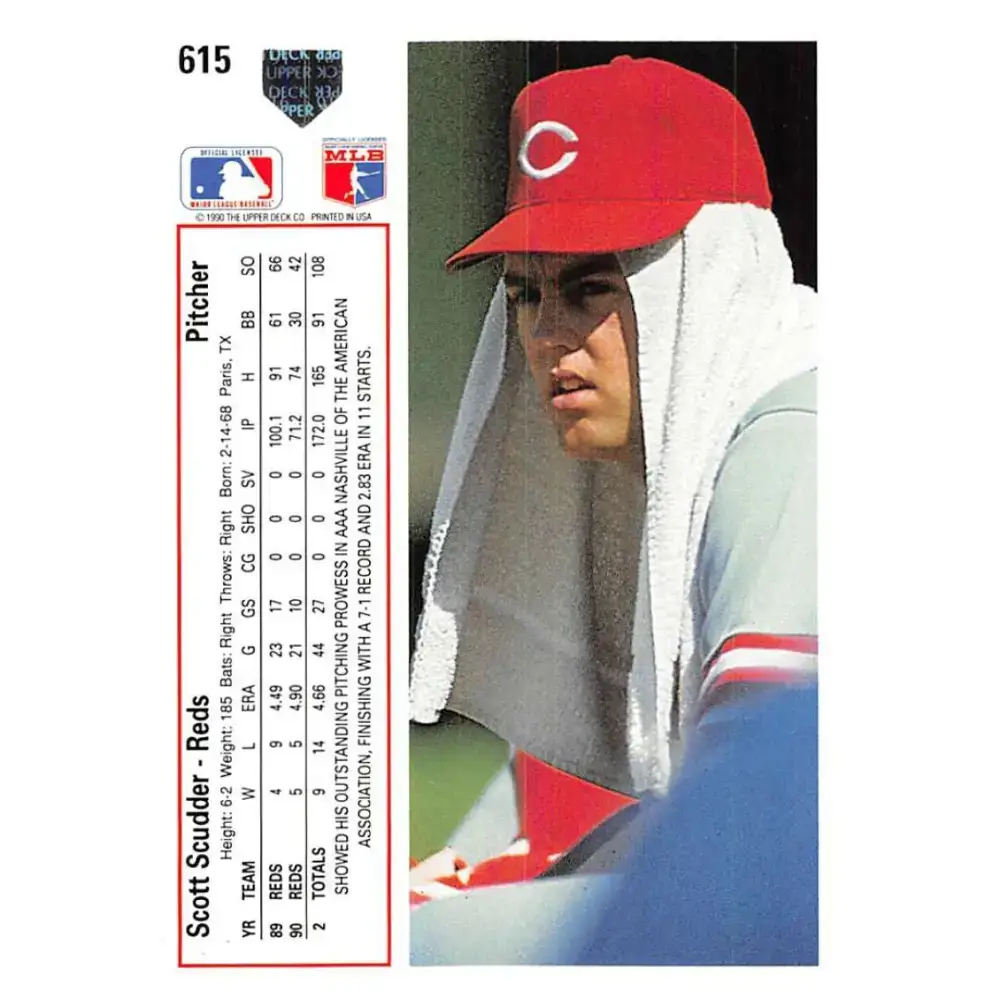 1991 Upper Deck #615 Scott Scudder NM-MT Cincinnati Reds Baseball Card - Baseball Card Single