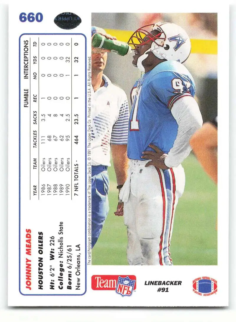 1991 Upper Deck #660 Johnny Meads NM-MT Houston Oilers Football Card - Football Card Single