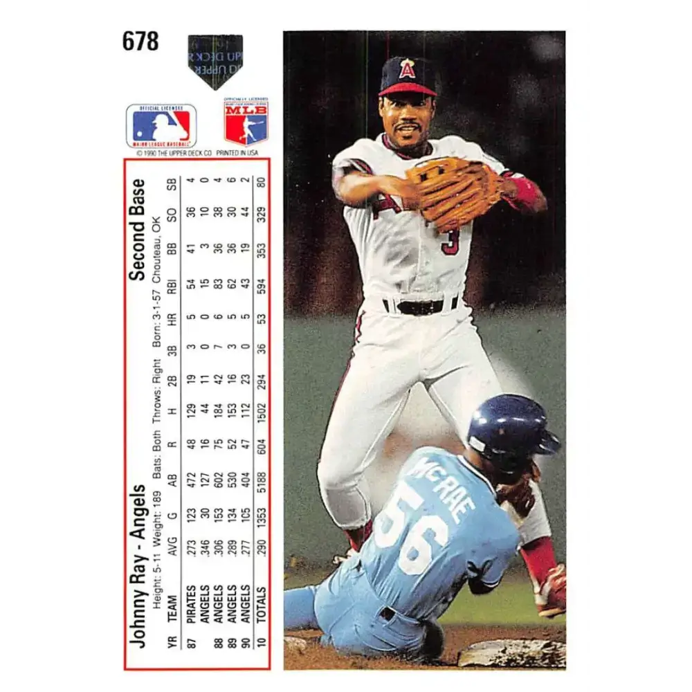 1991 Upper Deck #678 Johnny Ray EX Excellent California Angels Baseball Card - Baseball Card Single