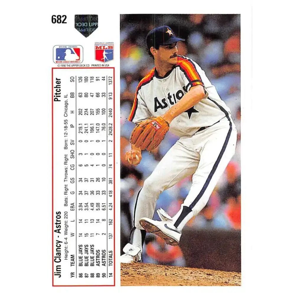 1991 Upper Deck #682 Jim Clancy EX Excellent Houston Astros Baseball Card - Baseball Card Single