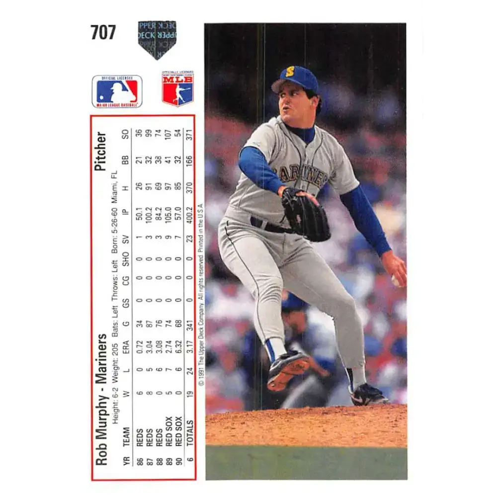 1991 Upper Deck #707 Rob Murphy NM-MT Seattle Mariners Baseball Card - Baseball Card Single