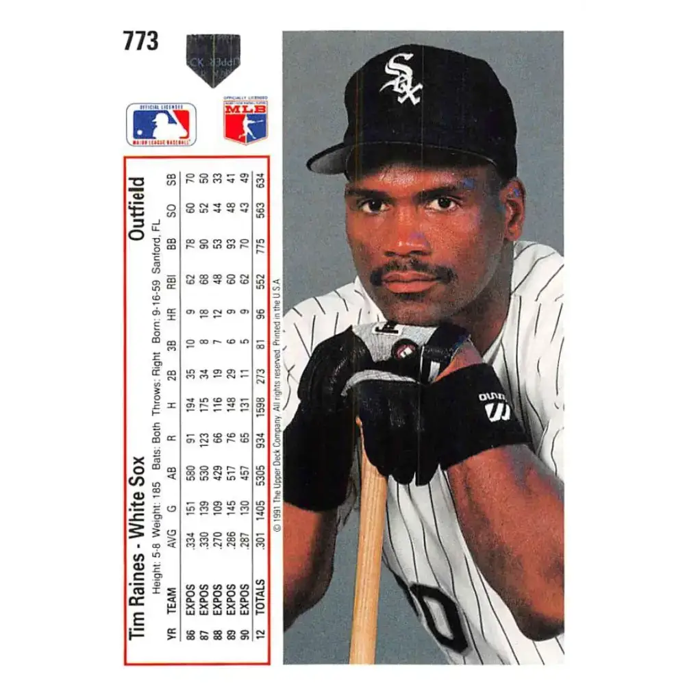 1991 Upper Deck #773 Tim Raines NM-MT Chicago White Sox Baseball Card - Baseball Card Single