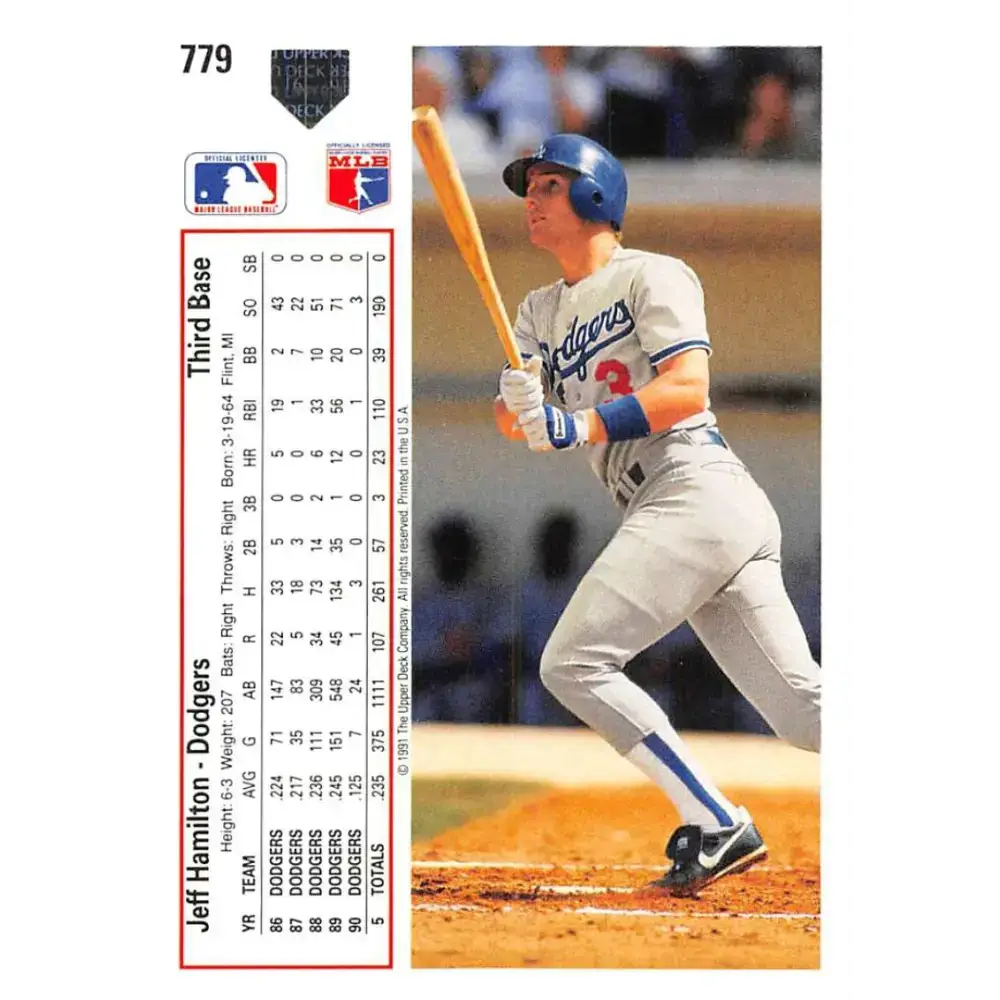1991 Upper Deck #779 Jeff Hamilton NM-MT Los Angeles Dodgers Baseball Card - Baseball Card Single