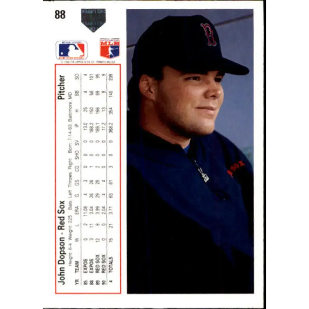 1991 Upper Deck #88 John Dopson NM-MT Boston Red Sox Baseball Card - Baseball Card Single