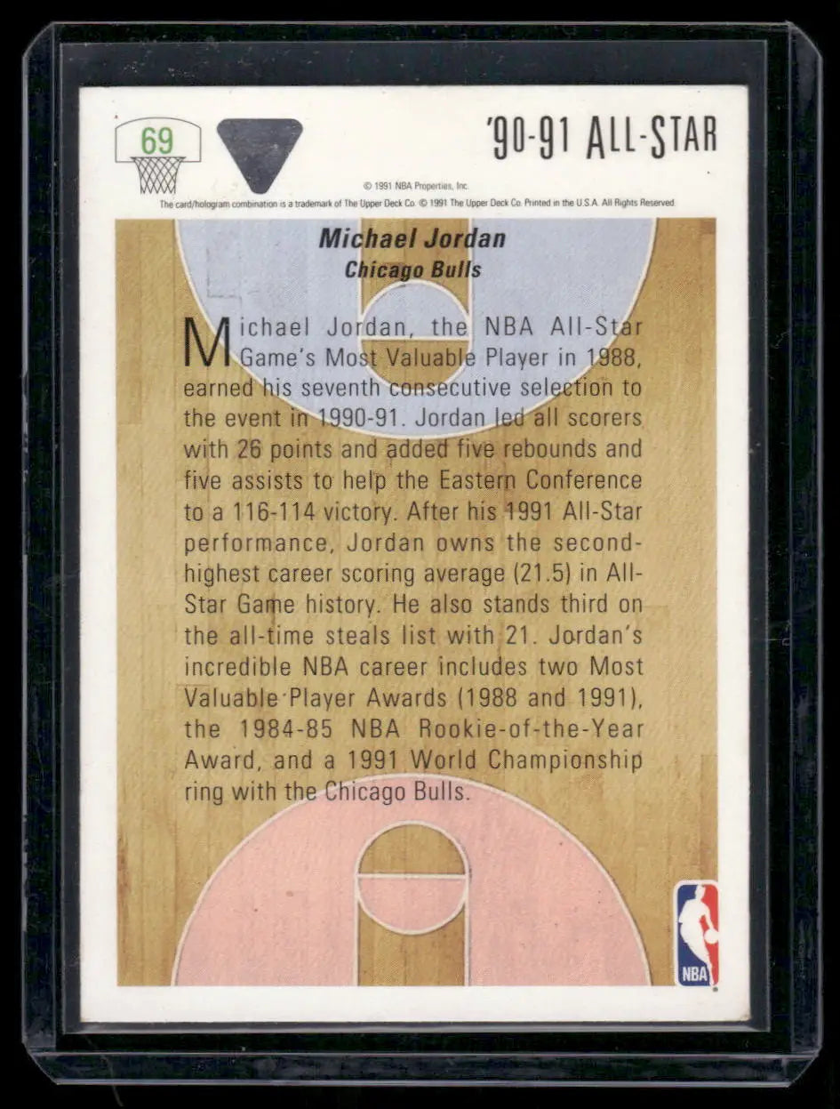 1991 Upper Deck Michael Jordan All-Star basketball card featuring iconic 1990-91 Fleer design