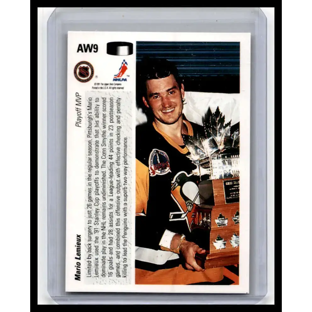 1991 Upper Deck #AW9 Mario Lemieux NM-MT Pittsburgh Penguins Hockey Card - Hockey Card Single