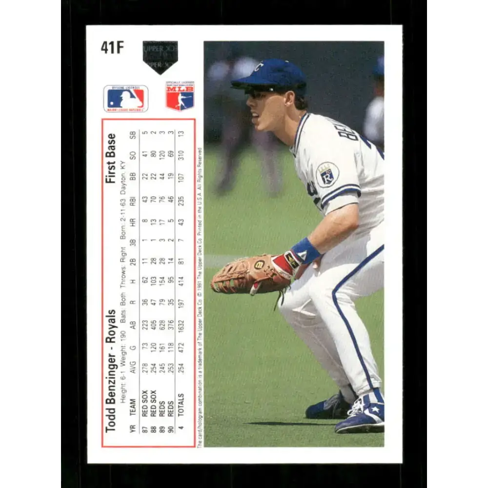1991 Upper Deck Final Edition #41 Todd Benzinger EX Excellent Kansas City Royals Baseball Card - Baseball Card Single