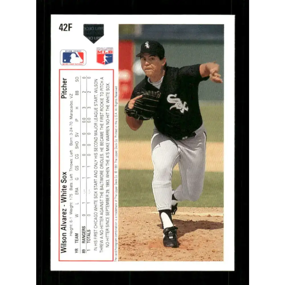 1991 Upper Deck Final Edition #42 Wilson Alvarez EX Excellent Chicago White Sox Baseball Card - Baseball Card Single