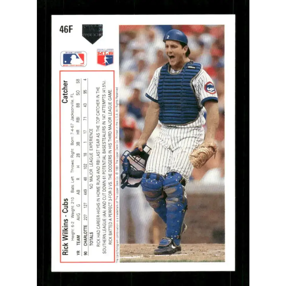 1991 Upper Deck Final Edition #46 Rick Wilkins EX Excellent RC Rookie Chicago Cubs Baseball Card - Baseball Card Single