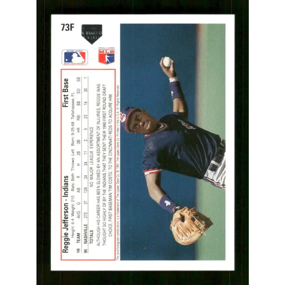1991 Upper Deck Final Edition #73 Reggie Jefferson EX Excellent Cleveland Indians Baseball Card - Baseball Card Single