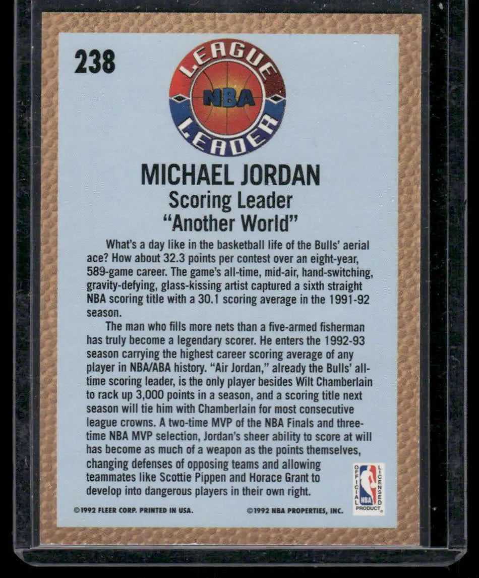 Vintage Fleer League Leader Michael Jordan trading card from 1992-93 NBA collection