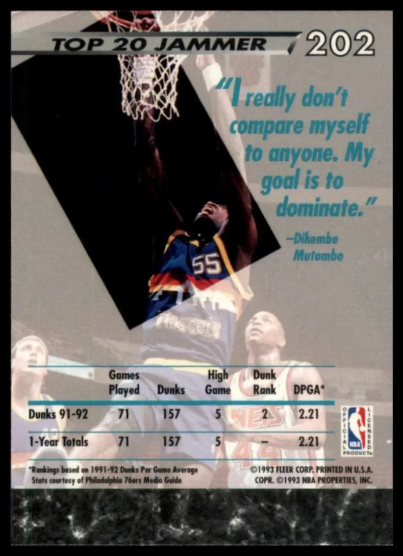 1992-93 Fleer Ultra - Dikembe Mutombo #202