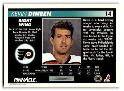1992-93 Pinnacle #14 Kevin Dineen - Hockey Card Single