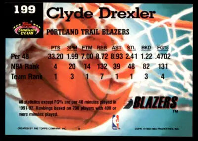 1992-93 Stadium Club #199 Clyde Drexler Members Only - Basketball Card Single