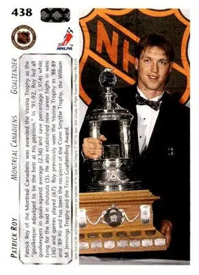 1992-93 Upper Deck #438b Patrick Roy Upper Deck Text and Logo Hologram - Hockey Card Single