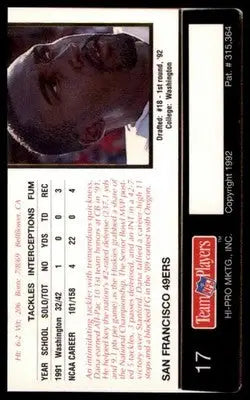 1992 Action Packed Rookie/Update Dana Hall RC 17 San Francisco 49ers - Football Card Single