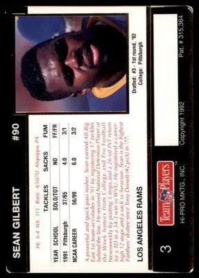 1992 Action Packed Rookie/Update Sean Gilbert RC 3 Los Angeles Rams - Football Card Single