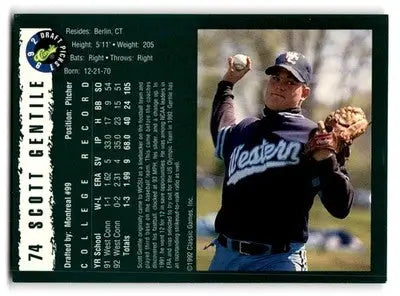 1992 Classic Draft Picks #74 Scott Gentile - Baseball Card Single