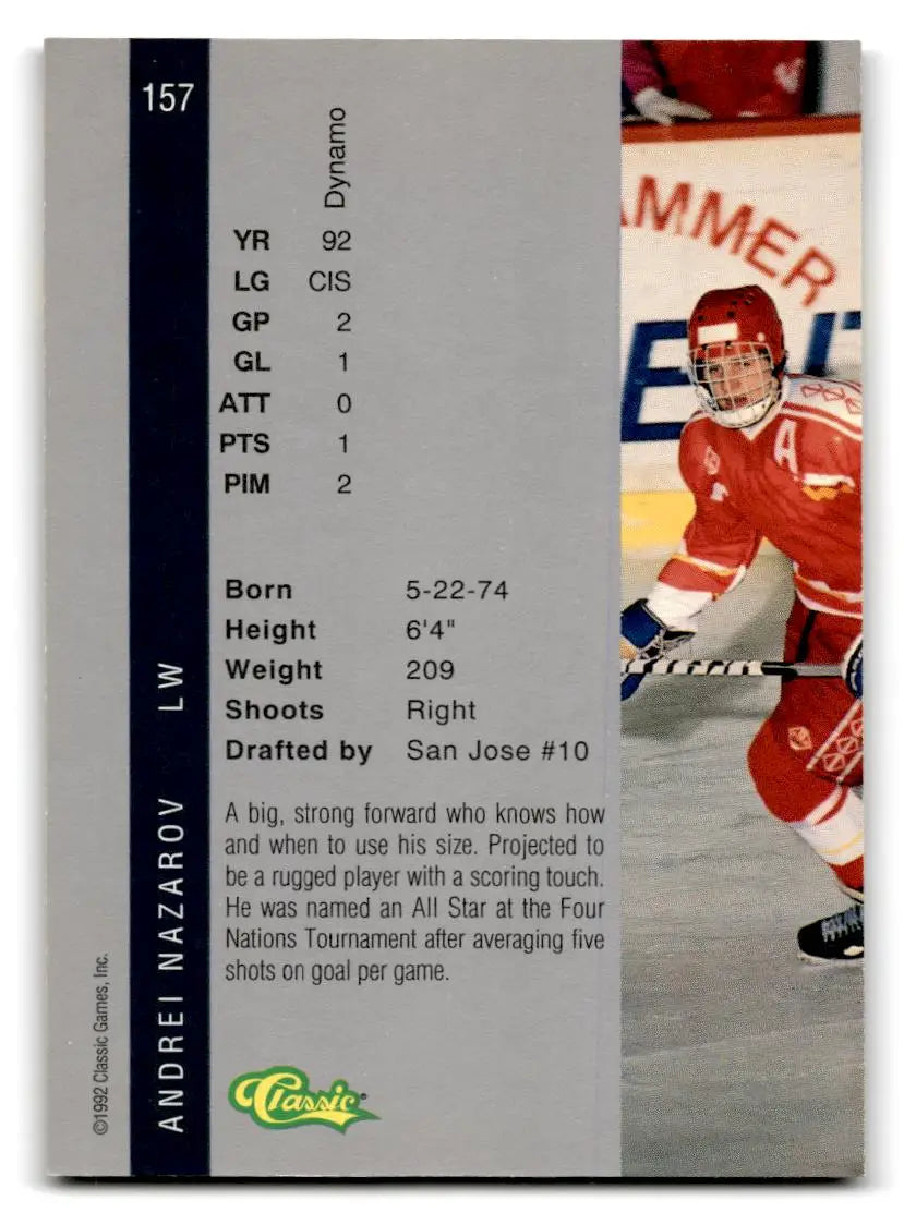 1992 Classic Four Sport #157 Andrei Nazarov - Hockey Card Single