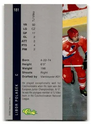 1992 Classic Four Sport #181 Libor Polasek - Hockey Card Single