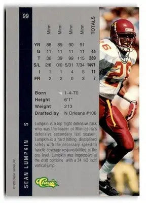 1992 Classic Four Sport #99 Sean Lumpkin - Football Card Single